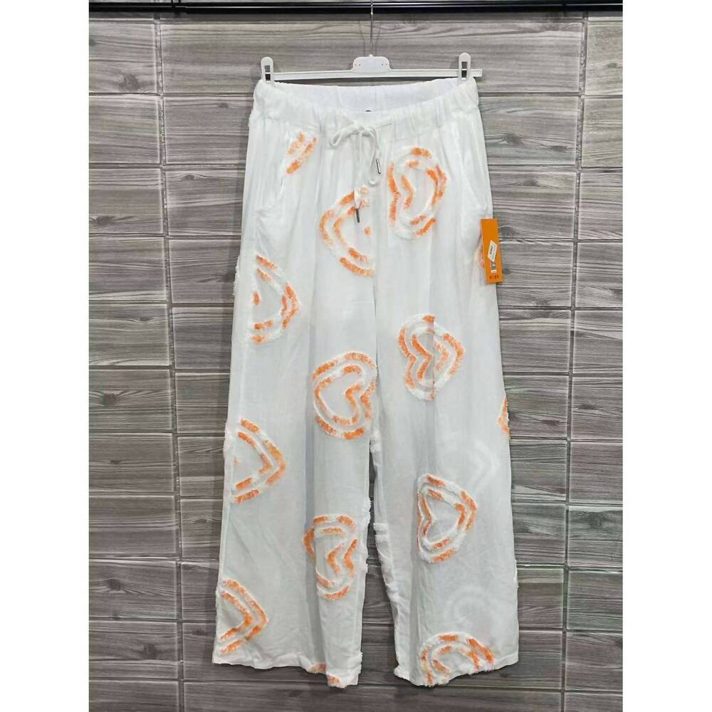 NEW LOOWIE women's floral cotton pants in orange